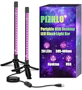 PIZHLO Portable USB Premium LED Black Light, Desktop Stand Blacklight with 5ft Cord+Switch, Glow ...