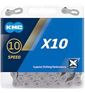 KMC X10 10-Speed Grey X-Series Bicycle Chain Compatible with Shimano, SRAM, Campagnolo and All Ma...