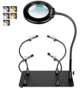 Helping Hands Soldering 10X Magnifying Glass with Light Magnetic Arms PCB Holder, Drdefi Third Ha...