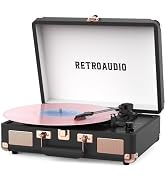 Vinyl Record Player 3 Speed Bluetooth Portable Suitcase Belt-Driven Record Player with 2 Built-in...