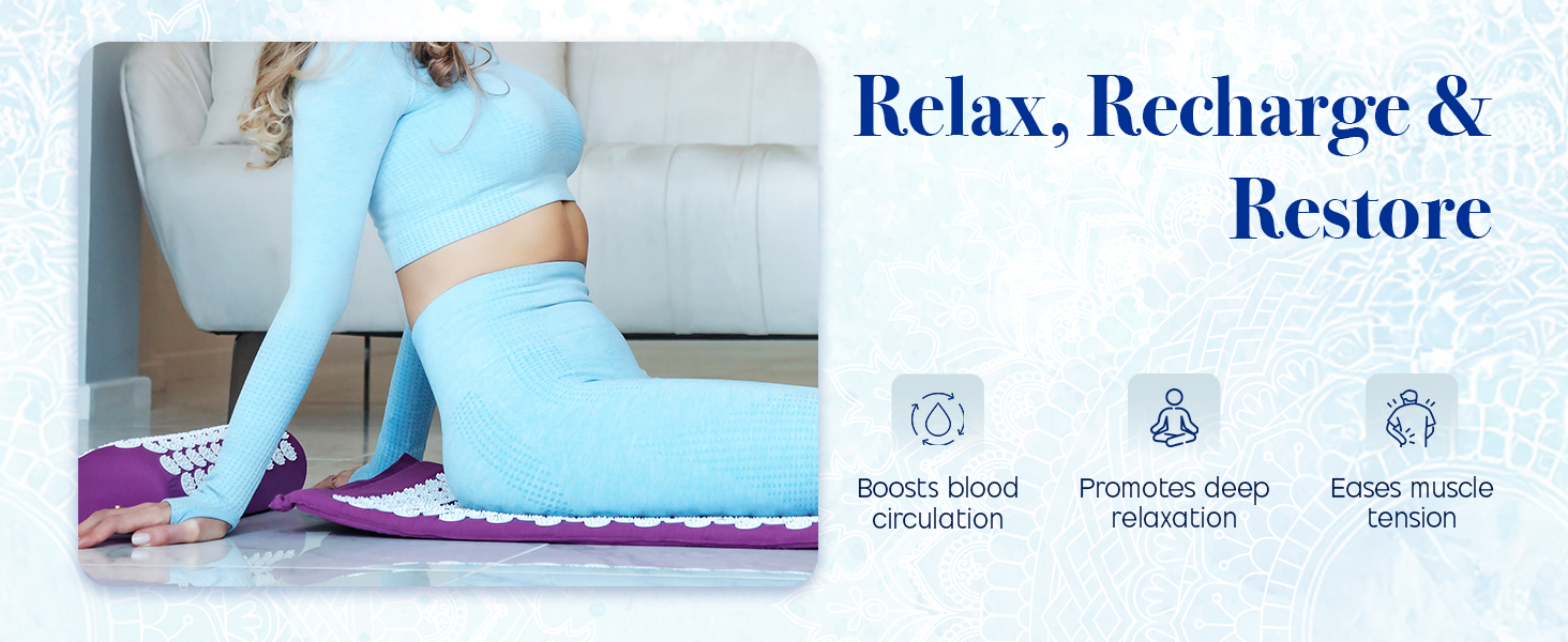 This acupressure mat for back pain relieves neck tension, sciatica, and muscle fatigue