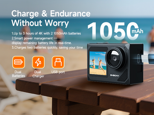 2 Batteries action camera 4k
