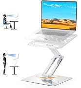 Urmust 360° Rotating Laptop Stand for Desk Adjustable Height, Ergonomic Laptop Riser Standing Des...