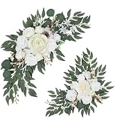 Qeedy Wedding Arch Flowers Set of 2, Artificial Wisteria &amp; Greenery Garland for Wedding Ceremony ...