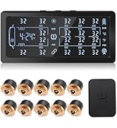 RV Trailer Tire Pressure Monitoring System,TPMS with 10 Sensors,Tire Pressure Monitor w/Color LCD...