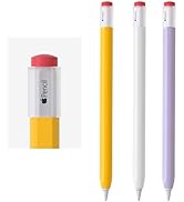 3 Pack Ergonomic Silicone Case for Apple Pencil 2nd Gen,Vintage Pencil Holder Sleeve with Cap Acc...