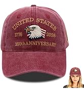 250th Anniversary USA Hat Adjustable Patriotic Hats for Men Women 250 Anniversary Hat in American...