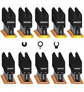 AMZWEI 100PCS Oscillating Tool Blades, Titanium &amp; HCS Oscillating Saw Blades for Metal/Wood/Plast...