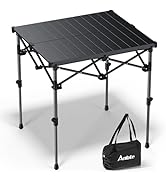 Anbte Square Folding Grill Table, 2 Height Max 27.5" Aluminum Roll up Camping Table with Carry Ba...