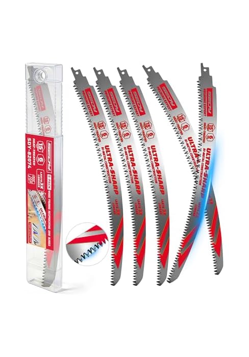 15 Inch Japanese Teeth Reciprocating Saw Blades, 6TPI Arc Edge Wood Pruning Saw Blades Set for Tr...