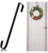 Vhxmaizxn 12 in Wreath Hanger Black Wreath Hangers for Front Door Wreaths Hangers Hook Over The D...