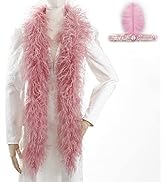 Soarer Pink Ostrich Feather Boas – 2yards 3ply long boas for Party, DIY Production, Clothing Deco...