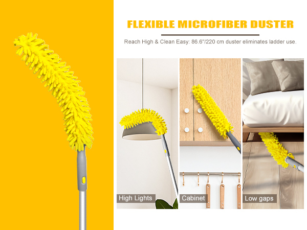 Flexible microfiber duster, reach high &amp;amp; clean easy