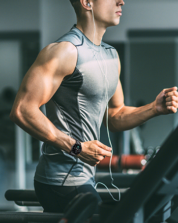 a man running on a treadmill