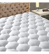 MATBEBY Bedding Quilted Fitted Full Mattress Pad Cooling Breathable Fluffy Soft Mattress Pad Stre...