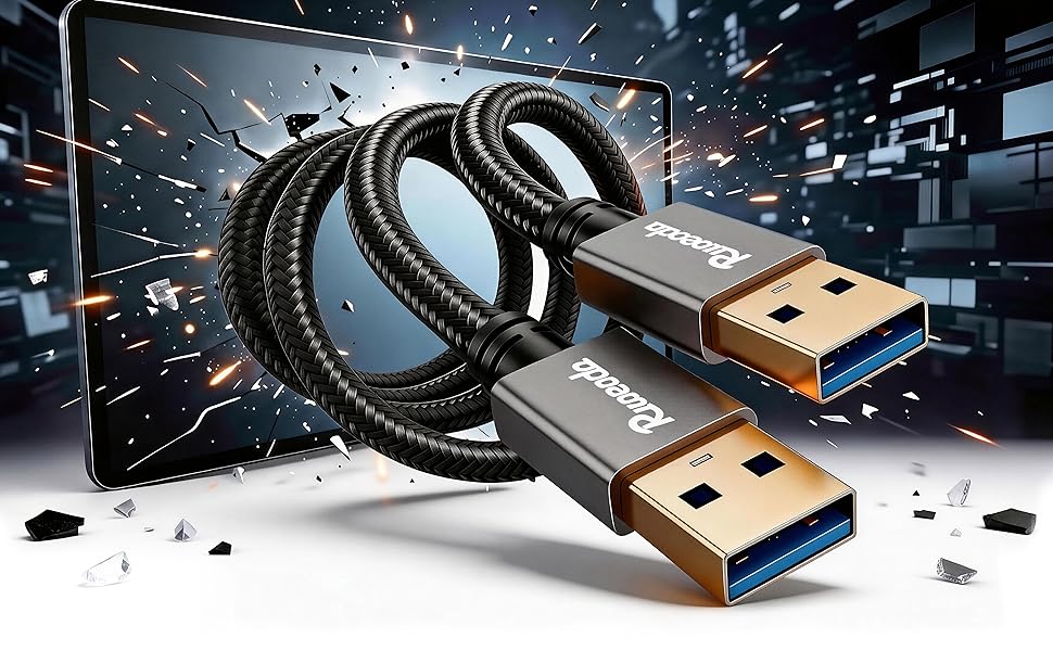 Never rupture USB to USB cable 22000+ bend lifespan heavy duty SR joint Ruaeoda