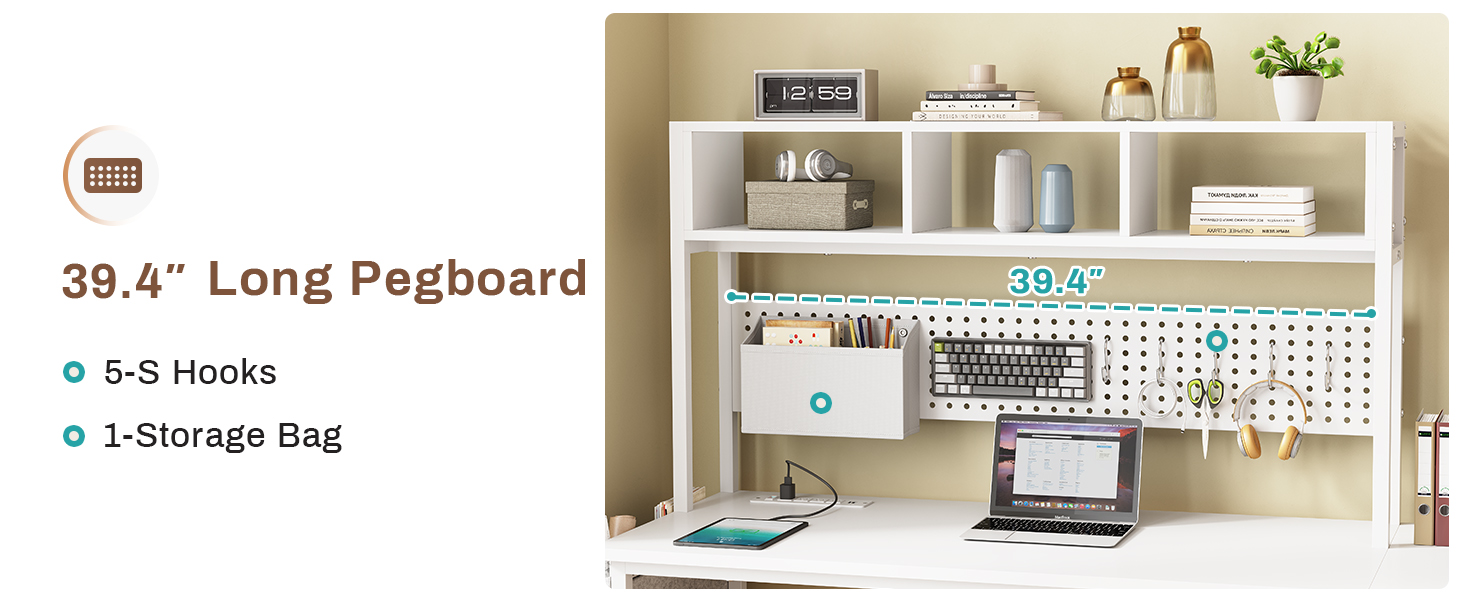 SEDETA White L Shaped Office Desk, Corner Computer Desk 