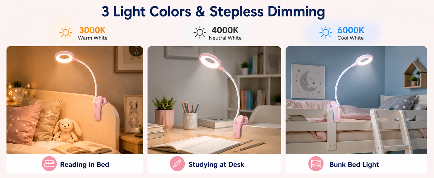 LED clip on reading light Touch dimmable