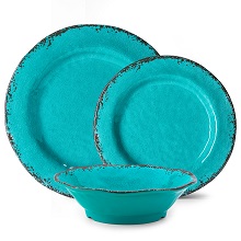 teal dinnerware set
