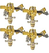 Hourleey 1/2 Inch Brass Impact Sprinkler, Heavy Duty Water Sprinkler Head, Adjustable 0-360 Degre...