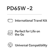 Ruko 65W USB C Charger, 3 Port International Travel Charger Kit, GaN Fast Charging Block with Por...