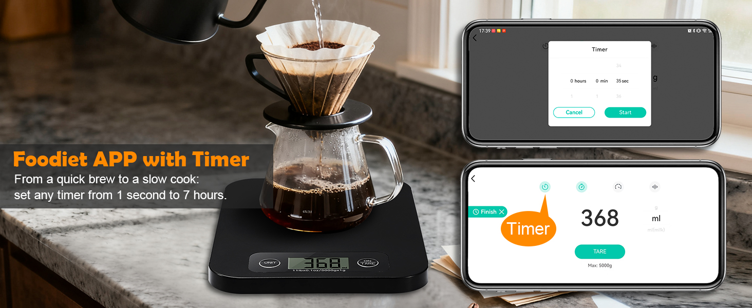 Coffee scale with timer