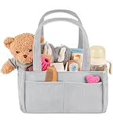 Baby Diaper Caddy Organizer - Portable Nursery Storage Basket for Newborn Essentials, Foldable Di...