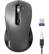TECKNET Rechargeable Bluetooth Mouse, [ USB + BT5.0 + BT3.0 ] Wireless Mouse, Ergonomic 4-Way Scr...