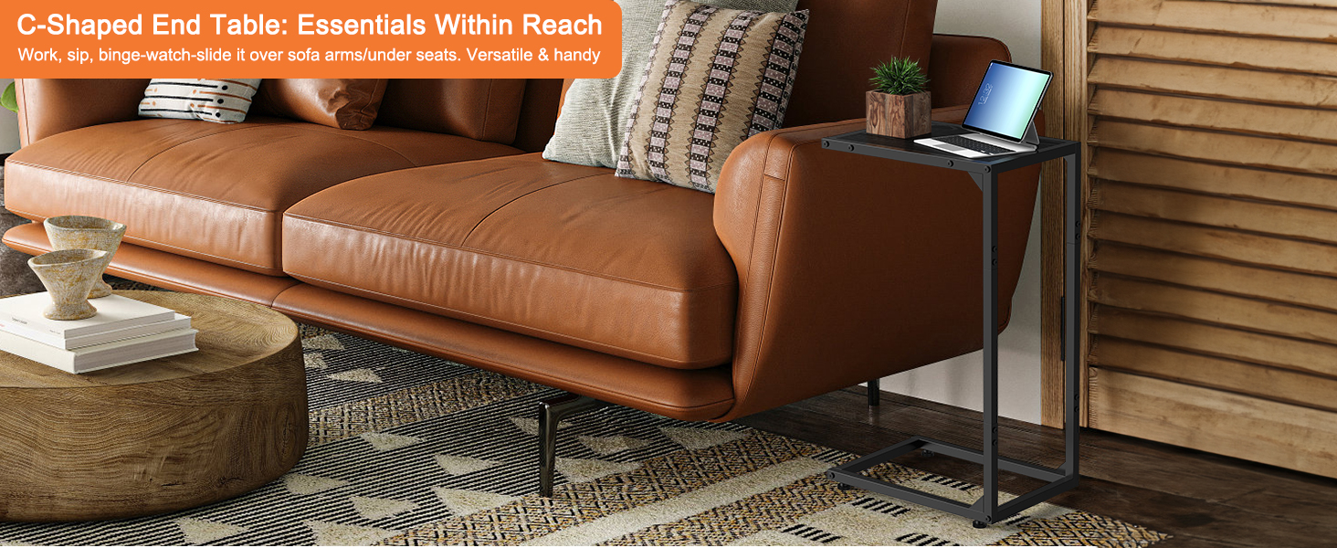 Space-Saving C Table Slides Under Sofa