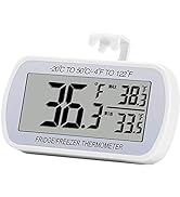 Refrigerator Thermometer Digital Fridge Freeze Room Thermometer Waterproof Large LCD Display Max/...