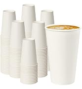 16 oz White Paper Coffee Cups, Disposable Hot Drink Cups for Coffee, Tea, Cocoa, Water, 200 Pack