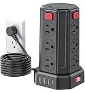 Power Strip Surge Protector, 6.5 Ft Extension Cord with 12 AC Multiple Outlets 4 USB (1 USB C), S...