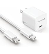 TECKNET USB C Charger, 30W GaN Fast Charger with Foldable Plug &amp; 3 ft USB C to C Cable, Compact W...