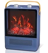 TEMPWARE Electric Fireplace Heater, 1500W Portable Space Heater, Fireplace with Realistic 3D Flam...