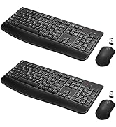 Wireless Keyboard and Mouse Combo, Full-Sized 2.4GHz Comfortable Palm Rest and Optical Wireless M...