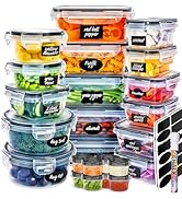 fullstar 50-Piece Plastic Food Storage Containers with Lids (24 Containers &amp; 24 Lids) - Leakproof...