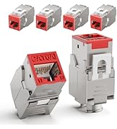 LEENUE CAT6A Keystone Jacks Shielded 6-Pack, RJ45 180 Degree Ethernet Jack 10 Gbps with Slim Zinc...