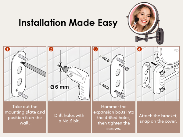 Wall Mounted Lighted Makeup Mirror