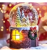Christmas Music Box Snow Globe Gift, Musical Rotating Village Glitter for Women Wife Mom Girlfrie...