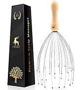 USAGA 28 Fingers Head Massager Head Scratcher Scalp Massager for Head Body Relaxing Wood Handle (...