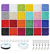 Ybxjges 24000Pcs 2mm Glass Seed Beads 12/0 Small Craft Beads with Jump Rings Lobster Clasp Crimp ...