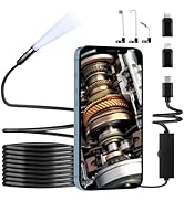 Endoscope Camera with Light, 1920P HD Borescope with 8 Adjustable LED,11.5FT Semi-Rigid Snake Cab...