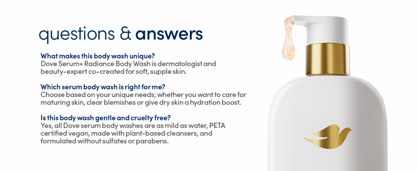 Dove body wash product questions and answers section