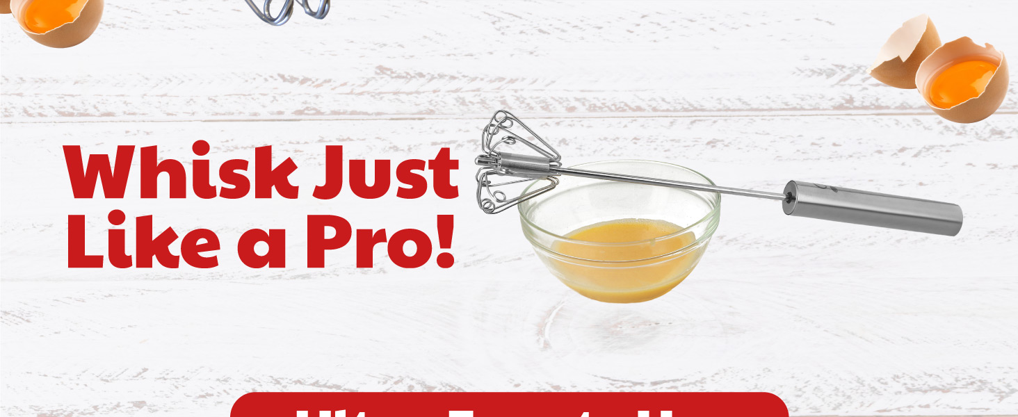 Semi-automatic whisk in use, creating foam easily and efficiently, egg beater whisk