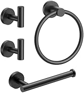 FORIOUS 4 Piece Black Bathroom Accessories, SUS304 Stainless Steel Toilet Paper Holder and Hand T...