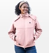 DEWBU Soft Shell Heated Jacket for Women with 12V Battery Pack and Detachable Hood Outdoor Electr...