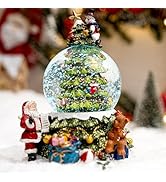 Christmas Tree Snow Globe Santa Claus Music Box,Colors Light Up Holiday Decoration, Automatic Sno...
