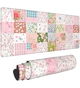Patchwork Mouse Pad 31.5 X 11.8 Inch Big Desk Rubber Base Stitched Edges Keyboard Pad XXL Mouse M...
