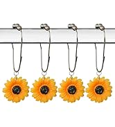 Sunflower Shower Curtain Hooks Rustproof Stainless Steel Decorative Shower Curtain Rings for Show...