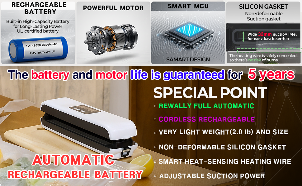 vacuum packer powerful battery and motor